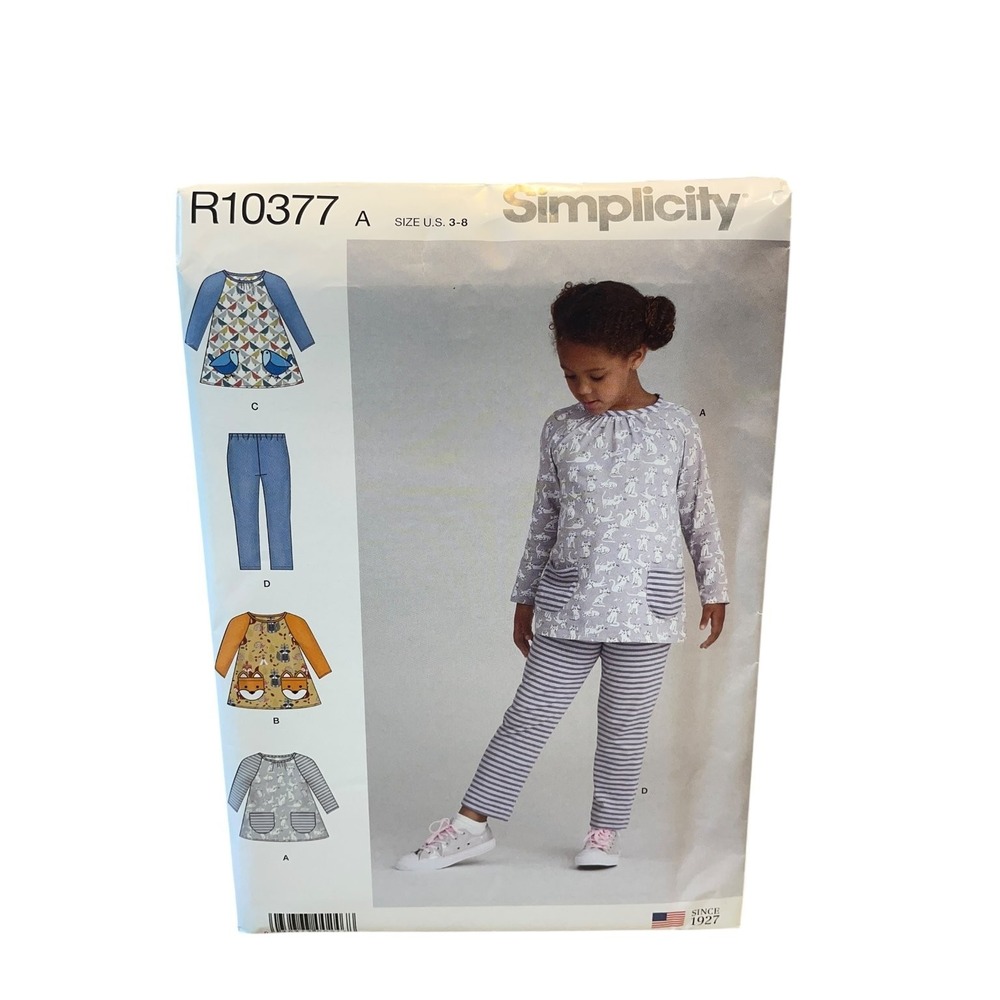 Simplicity Sewing Pattern R10377 Childrens Tops Leggings Girls 3-8 Uncut FF